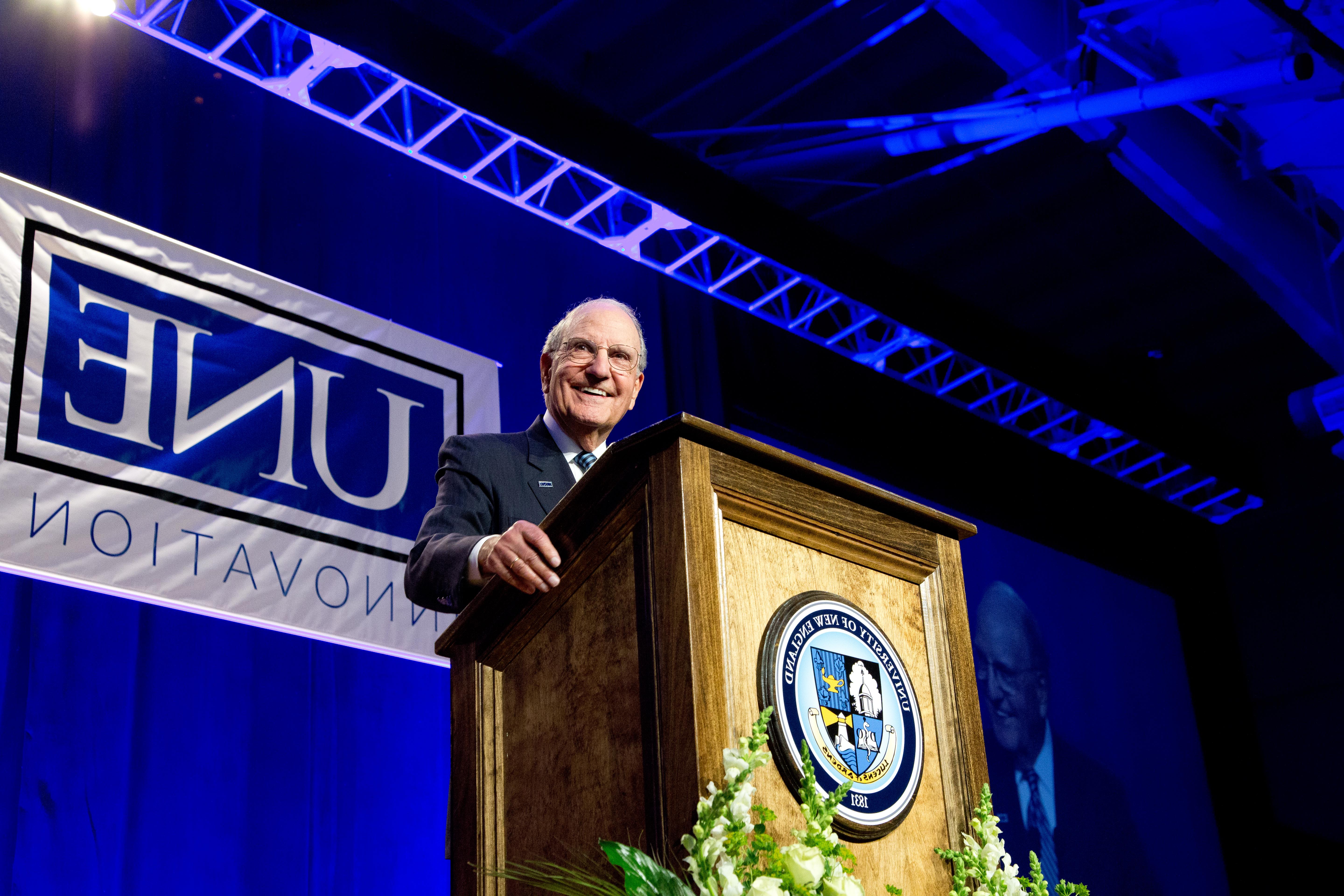 George Mitchell delivering 2017 Bush lecture